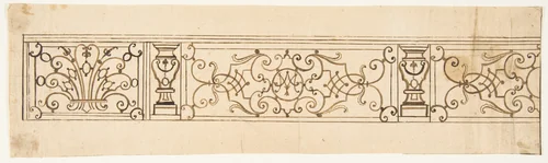Design for an Iron Railing by anonymous, drawing, 1800-1899
