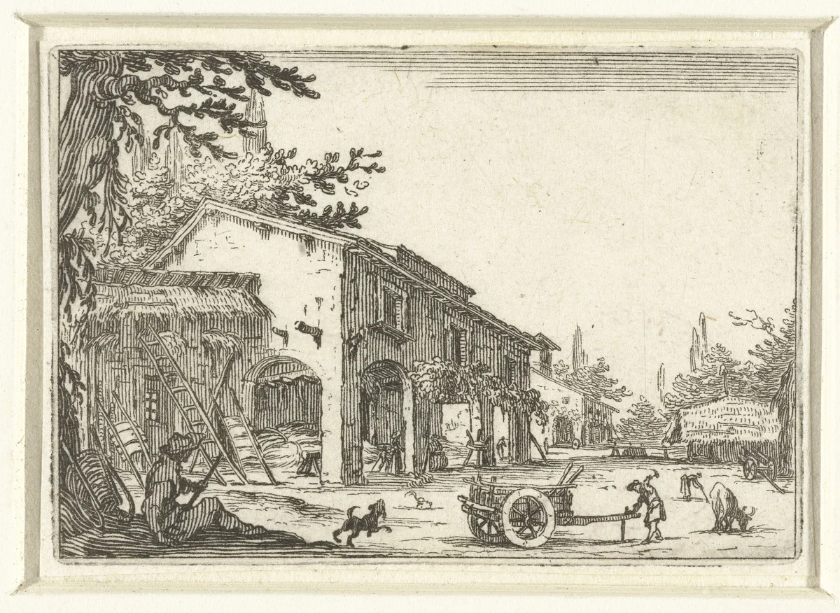 Italiaanse boerderij by Jacques Callot, print, 1621