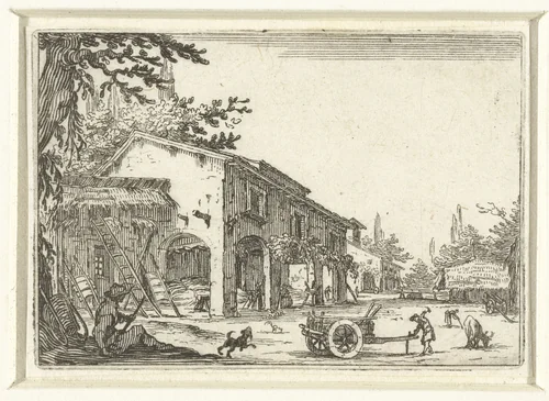 Italiaanse boerderij by Jacques Callot, print, 1621