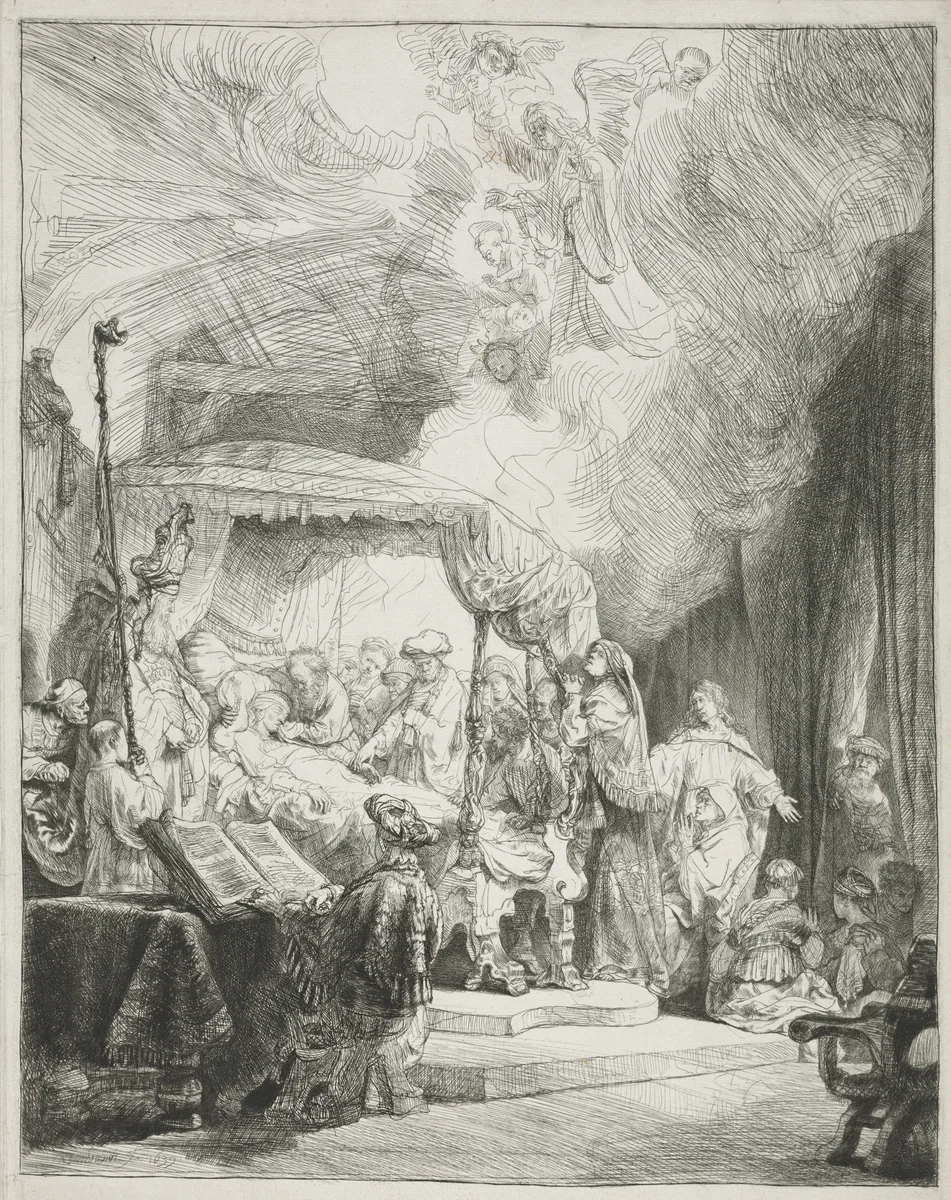 Death of the Virgin by Rembrandt van Rijn, print, 1639