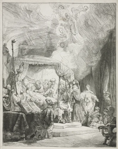 Death of the Virgin by Rembrandt van Rijn, print, 1639