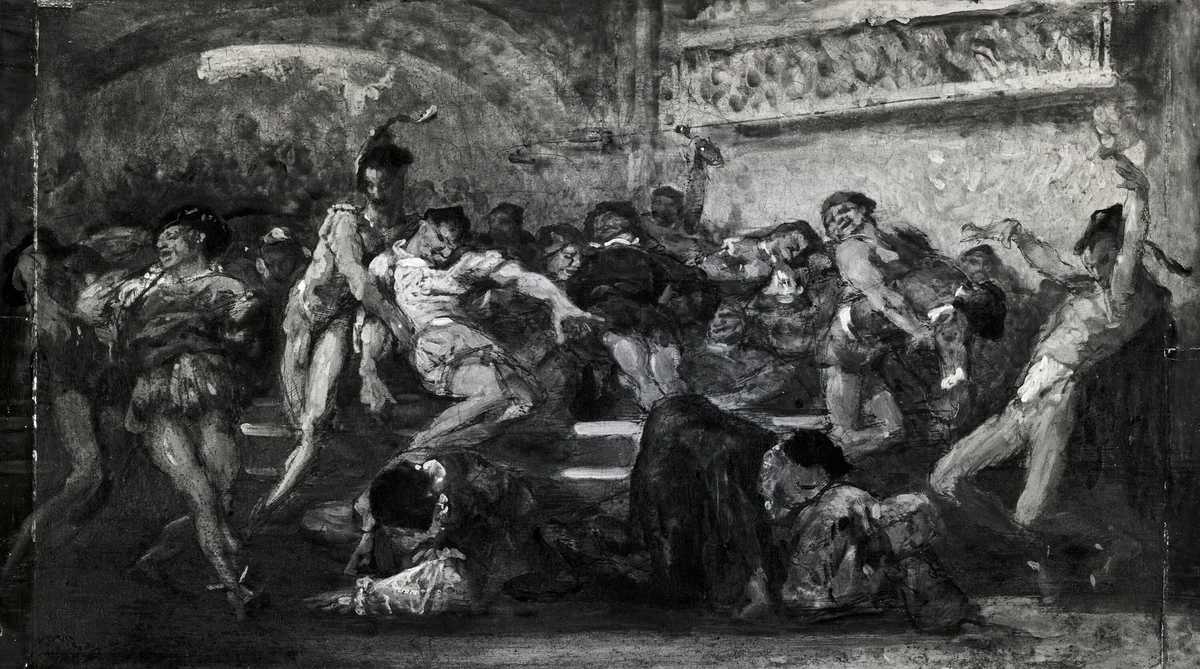 The Carousal (Scene from Faust?) by Artist Unknown, painting, 1855-1875