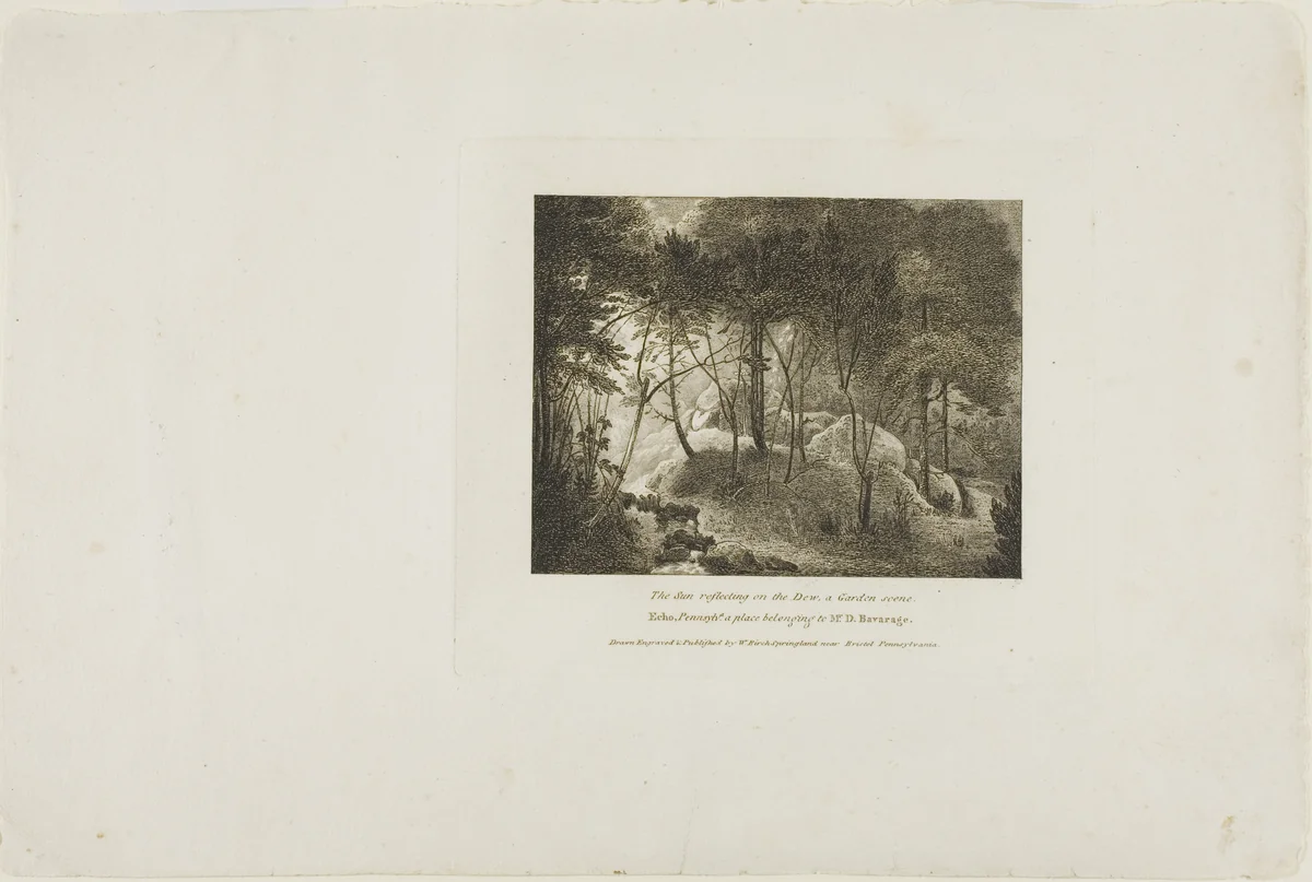 Sun Reflecting on the Dew, A Garden Scene by William Birch, print, 1807-1817