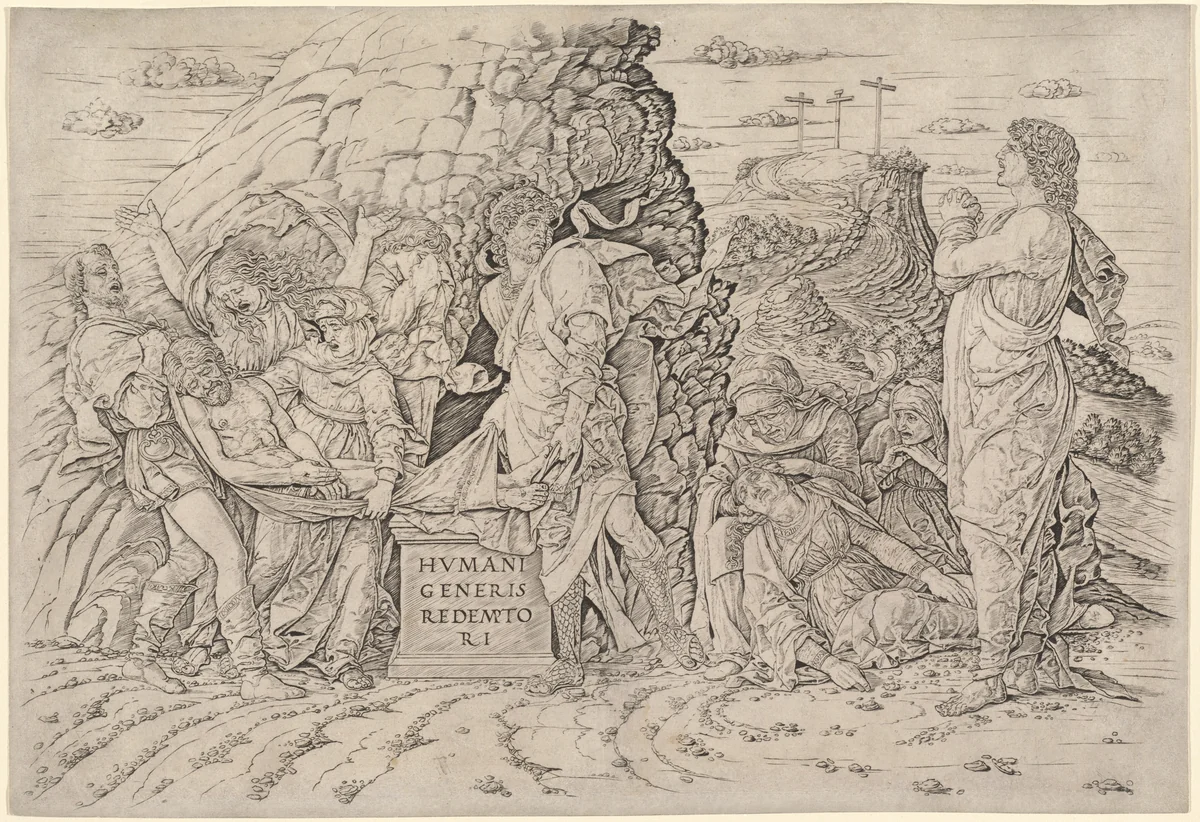 The Entombment by Andrea Mantegna, print, 1465-1475