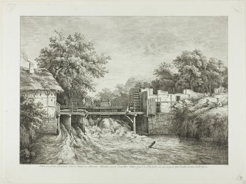 Watermill by Jean Jacques de Boissieu, print, 1782