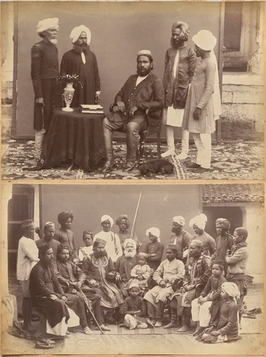 Ramkishore Singh, Rewa (recto, top); Mowhri Rahman Alli Khan family, Rewa (recto, bottom) by Raja Deen Dayal, photograph, 1877-1892