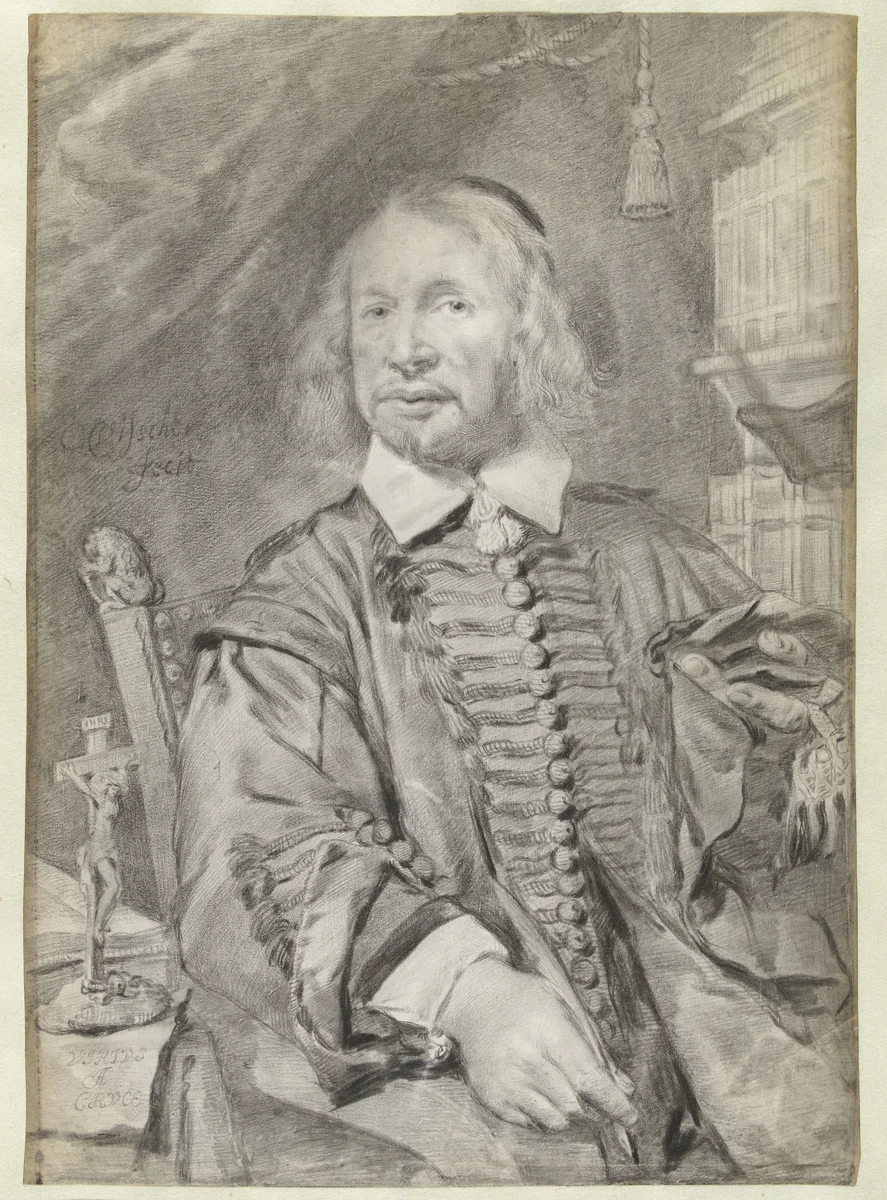 Portrait of Andreas van der Kruyssen (c. 1600-1663) by Cornelis Visscher, drawing, 1654-1658