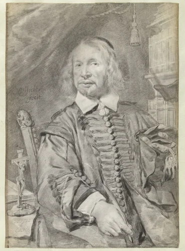 Portrait of Andreas van der Kruyssen (c. 1600-1663) by Cornelis Visscher, drawing, 1654-1658