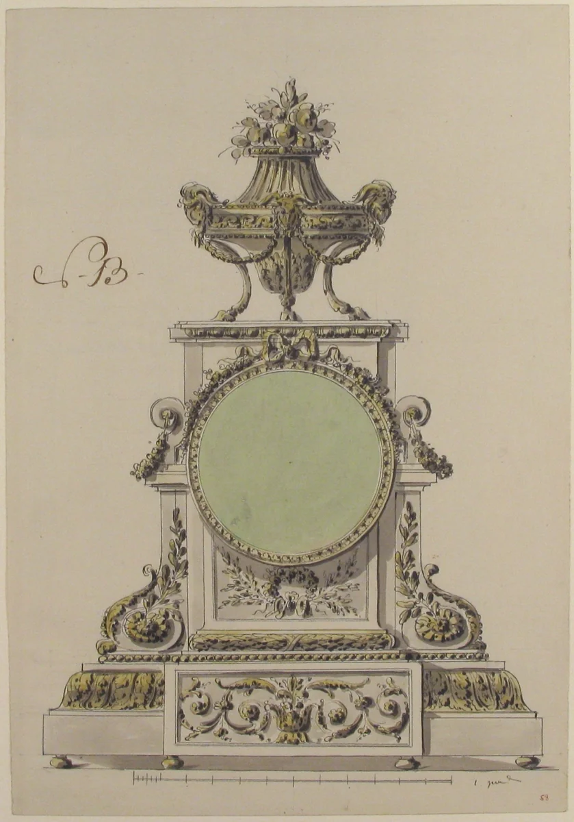 Design for a Clock by anonymous, drawing, 1765-1795