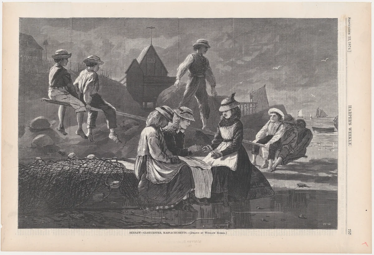 Seesaw, Gloucester, Massachusetts (from "Harper's Weekly," Vol. XVIII) by Winslow Homer, print, 1874