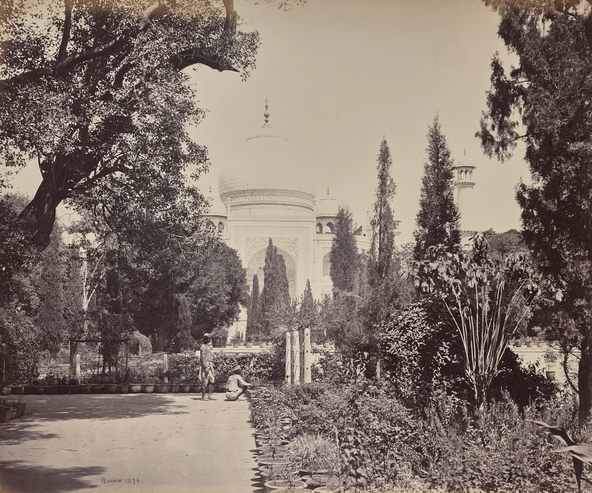 Agra. View of the Taj from the Garden by Samuel Bourne, photograph, 1863-1870