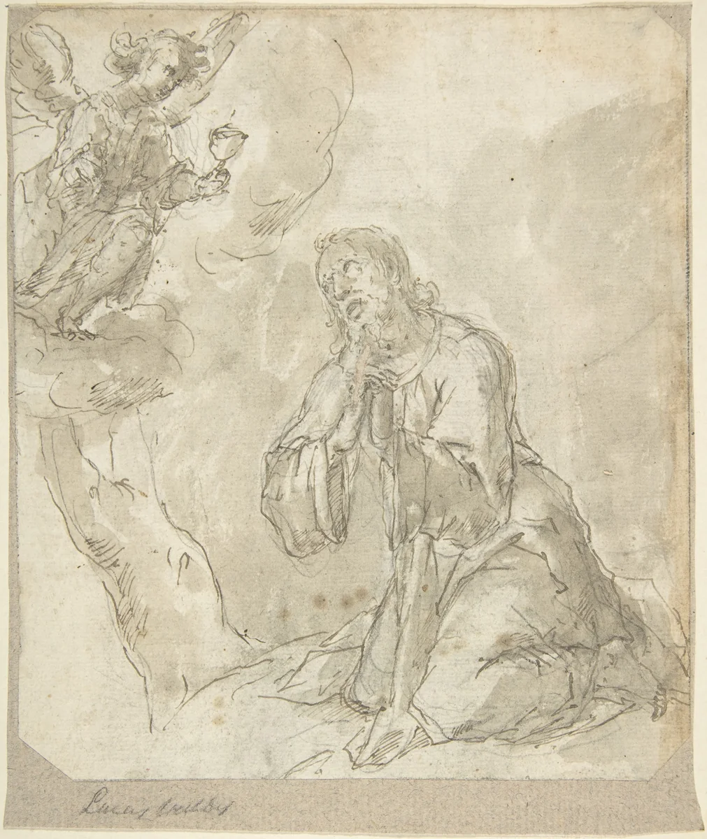 Agony in the Garden by anonymous, drawing, 1600-1700