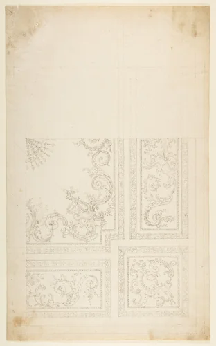One Quarter of a Design for a Ceiling of a Room with Halved Variant Designs by Leonardo Marini, drawing, 1774-1790