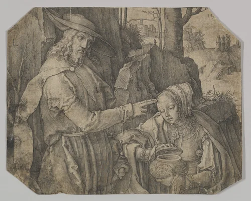 Christ Appearing to St. Mary Magdalene as a Gardener by Lucas van Leyden, print, 1519