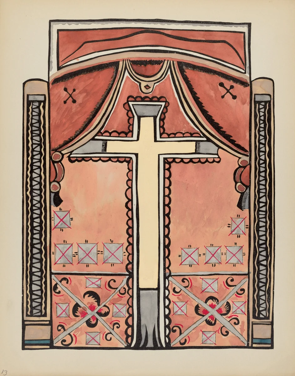 Plate 13: Design with Cross: From Portfolio "Spanish Colonial Designs of New Mexico" by American 20th Century, index of american design, 1935-1942