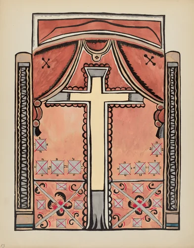 Plate 13: Design with Cross: From Portfolio "Spanish Colonial Designs of New Mexico" by American 20th Century, index of american design, 1935-1942