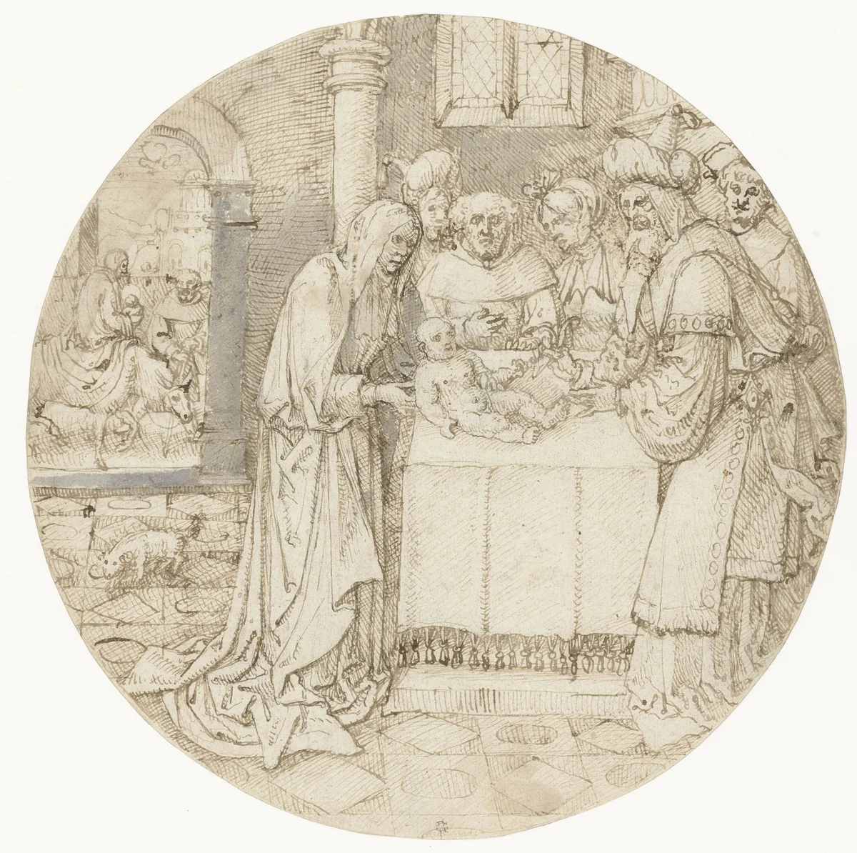 De Besnijdenis by Pseudo-Aert Ortkens, drawing, 1490-1530