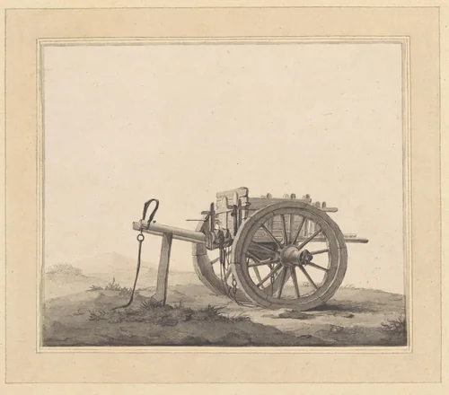 Een schelpenkar in landschap by Hendrik van Cranenburgh, drawing, 1764-1832