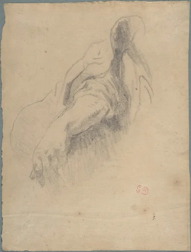 Study of a Left Arm and Hand by Eugène Delacroix, drawing, 1815-1863
