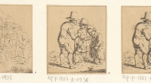 Gezin leert kind lopen by Christina Chalon, print, 1758-1808