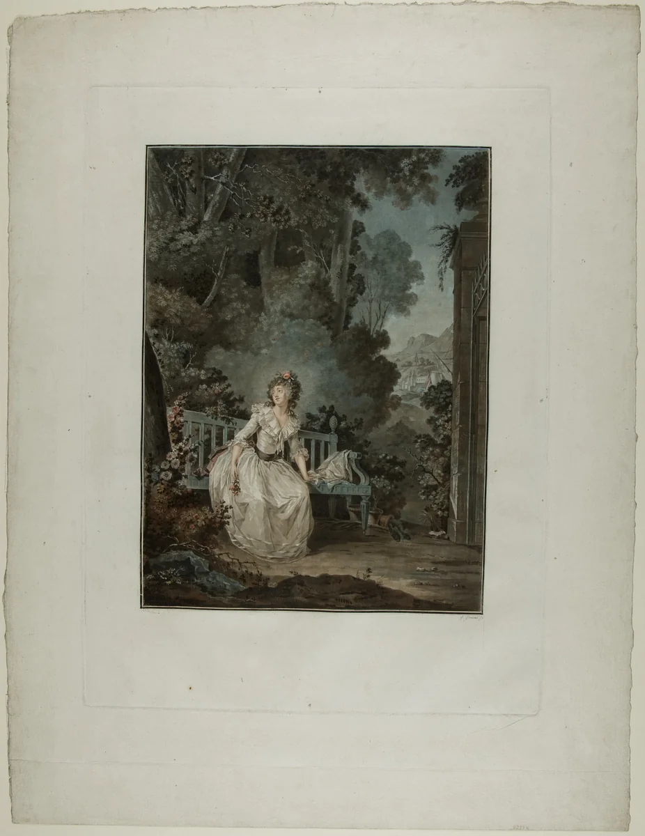 Madame Dugazon in the Opera “Nina, ou La folle par amour” (Nina, or The Woman Maddened by Love) by Jean François Janinet, print, 1787