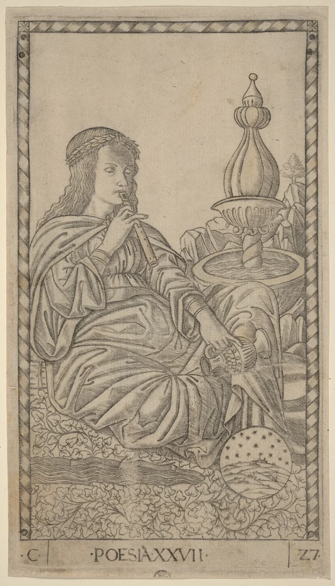 Poesia (Poetry) by Master of the E-Series Tarocchi, print, 1465