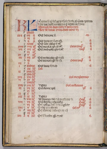 Missale: Fol. 8v: December Calendar Page by Bartolommeo Caporali, book, 1469