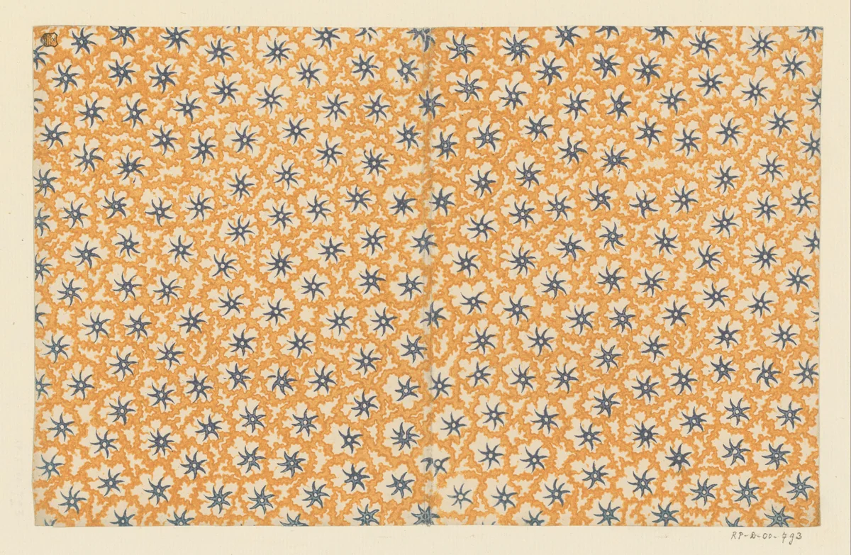 Blad met strooipatroon van bloem- of zeestermotief by anonymous, other, 1750-1950