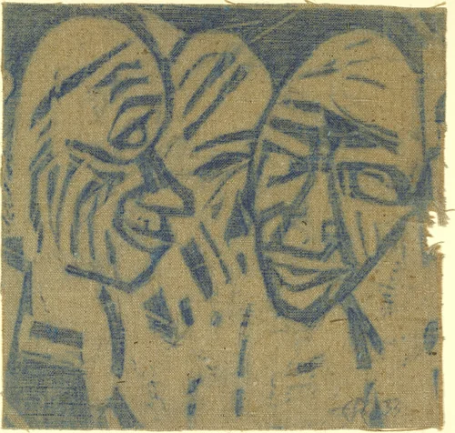 Large Heads (2 Heads I) [Grosse Köpfe (2 Köpfe I)] by Christian Rohlfs, print, 1921