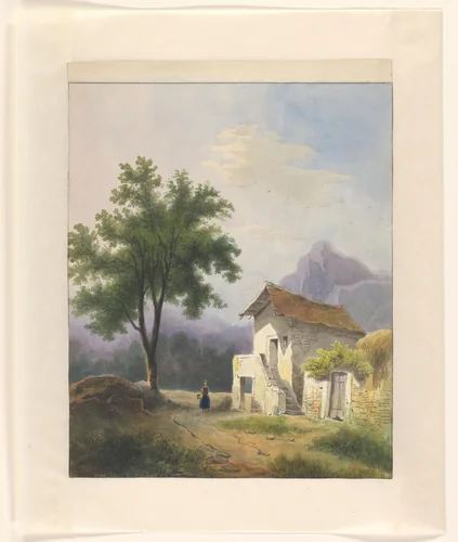Huis in een berglandschap by Johannes van Reijn, drawing, 1800-1900