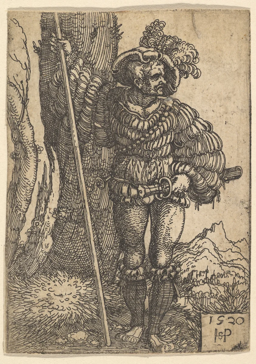 A Lansquenet by Sebald Beham, print, 1520