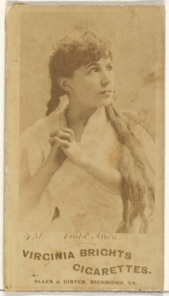 Card 431, Viola Allen, from the Actors and Actresses series (N45, Type 1) for Virginia Brights Cigarettes by Allen & Ginter, photograph, 1885-1891