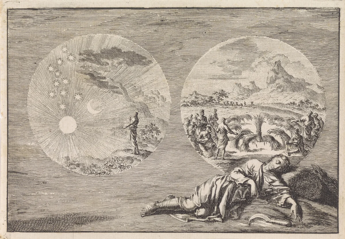 Dromen van Jozef by Jan Luyken, print, 1704