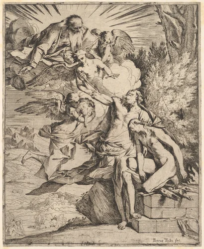 The Sacrifice of Abraham by Pietro Testa, print, 1635-1645