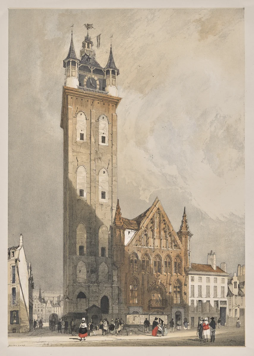Picturesque Architecture in Paris, Ghent, Antwerp, Rouen: Belfrey, Ghent, Belgium by Thomas Shotter Boys, other, 1839
