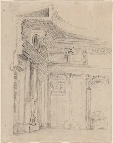 Corner of a Drawing Room by Gabriel de Saint-Aubin, drawing, 1724-1780