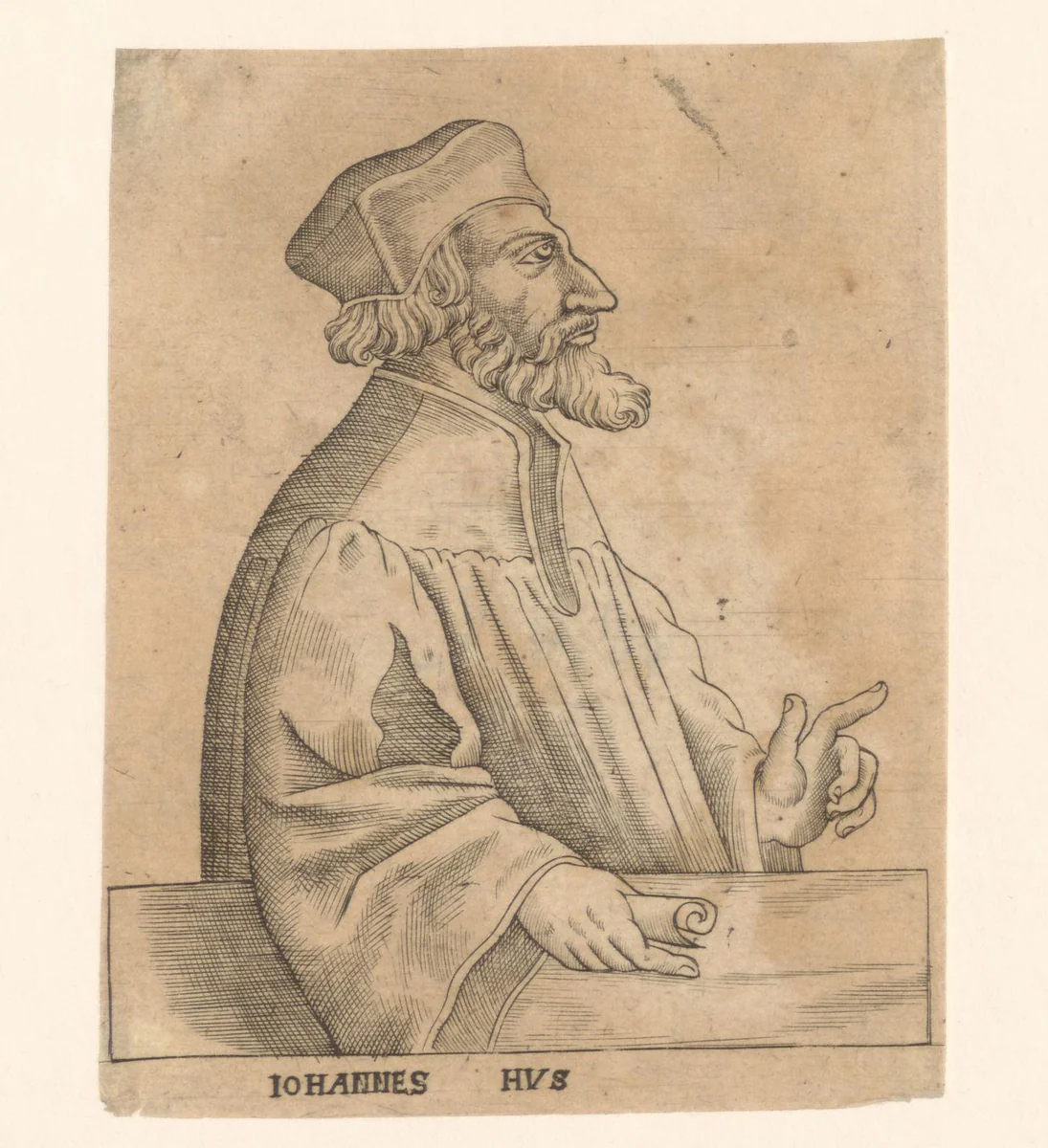 Portret van Johannes Hus by anonymous, print, 1563-1642