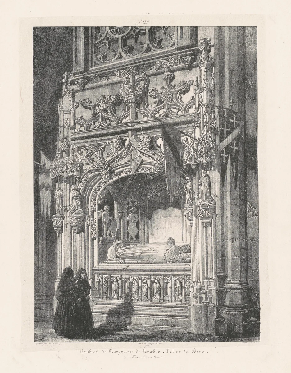 Tombeau de Marguerite de Bourbon. Église de Brou (Tomb of Marguerite de Bourbon, Church at Brou) by Richard Parkes Bonington, print, 1825