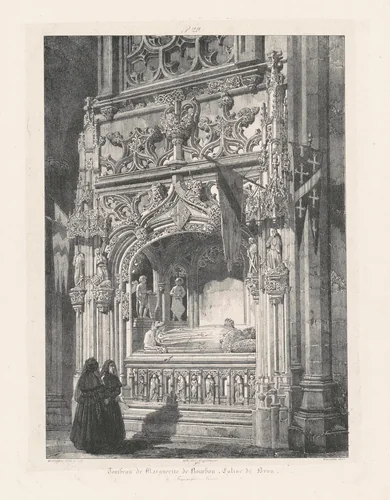 Tombeau de Marguerite de Bourbon. Église de Brou (Tomb of Marguerite de Bourbon, Church at Brou) by Richard Parkes Bonington, print, 1825