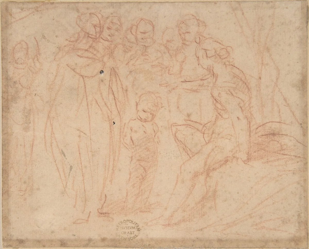 Diana and Attendants? by anonymous, drawing, 1600-1700
