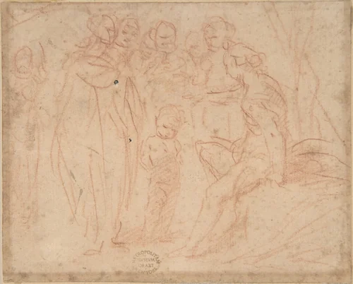 Diana and Attendants? by anonymous, drawing, 1600-1700