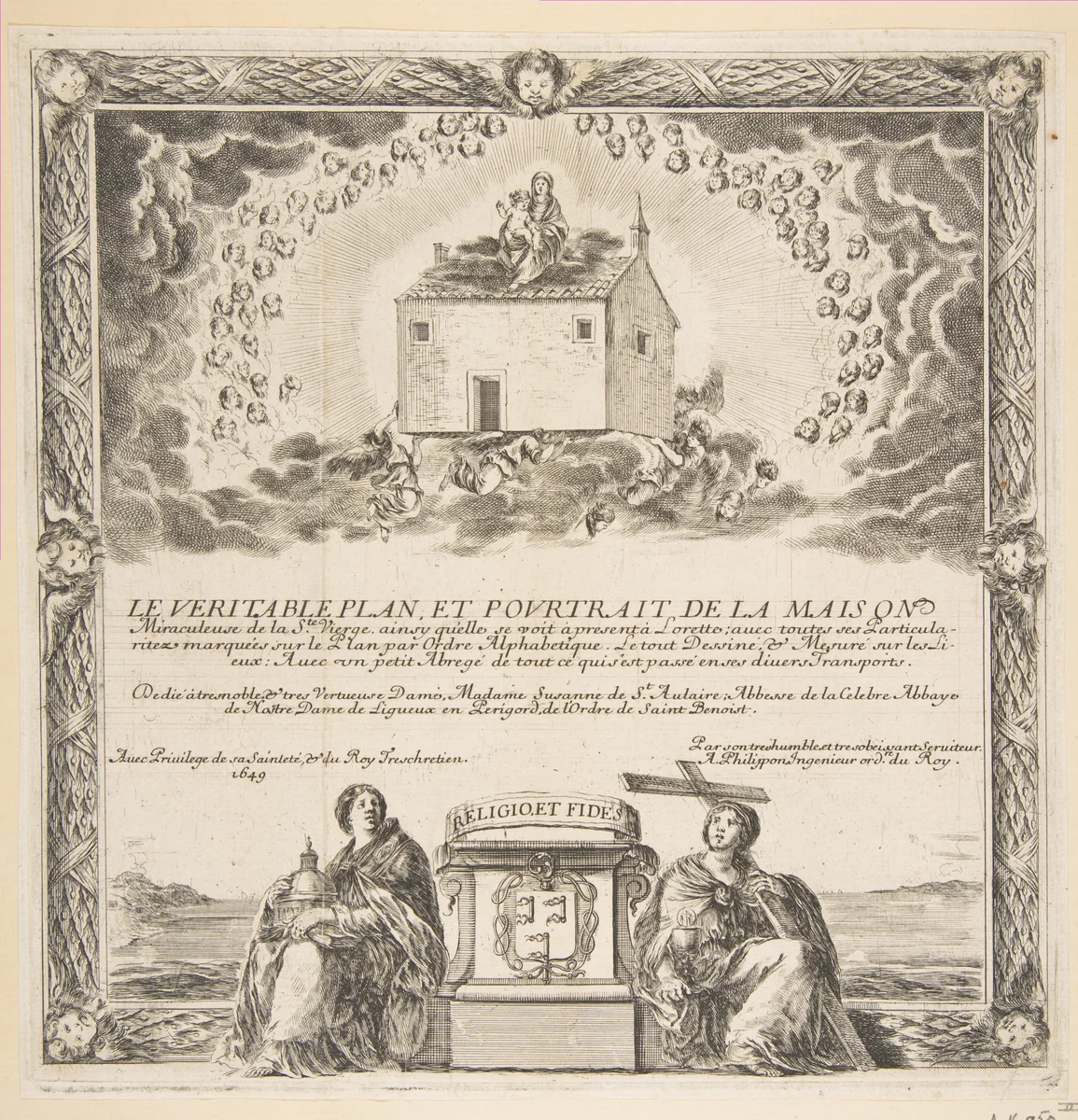 Frontispiece for Le Véritable Plan et Pourtrait de la Maison de la Ste. Vierge by Stefano della Bella, print, 1649