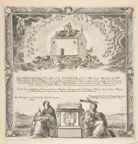 Frontispiece for Le Véritable Plan et Pourtrait de la Maison de la Ste. Vierge by Stefano della Bella, print, 1649