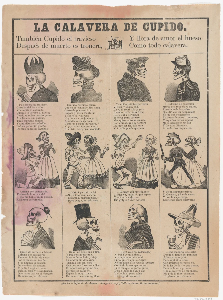 Cupid's Skeleton by José Guadalupe Posada, print, 1887-1897