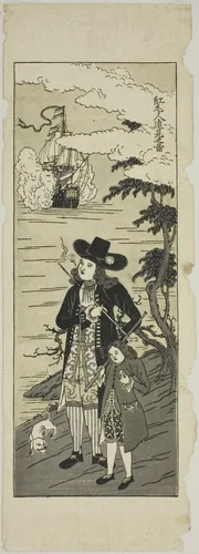 Hollander Looking Far Away 紅毛人遠見之図 (Komojin enken zu) by Unknown Artist, print, 1767-1866