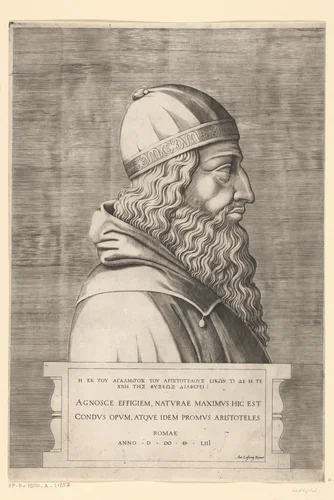 Aristoteles, in profiel naar rechts by Unknown, print, 1530-1564