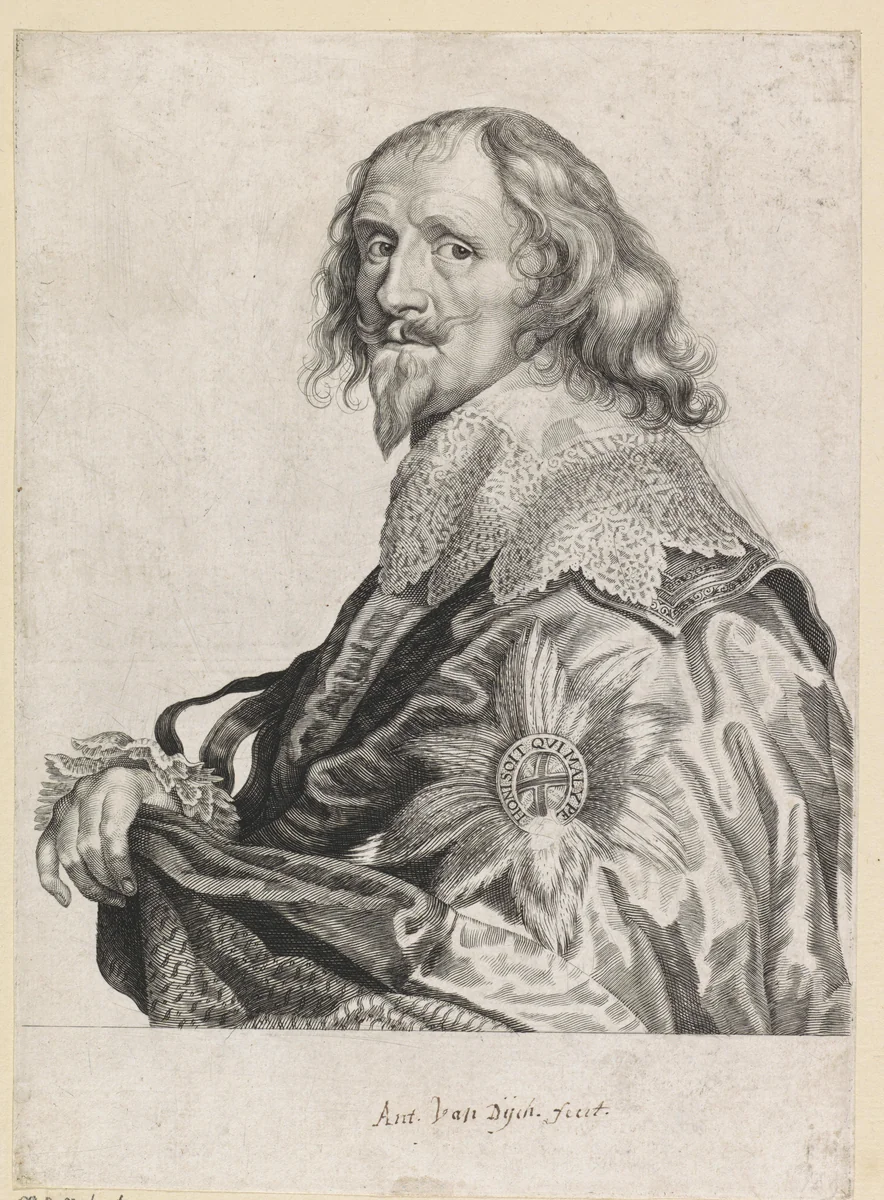 Portret van Philip Herbert 4e graaf van Pembroke, 1e graaf van Montgomery by Robert van Voerst, print, 1627-1636