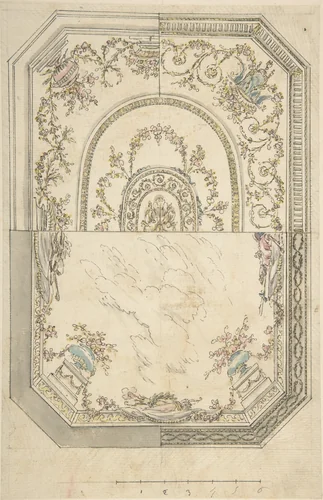 Au Choix Design for a Ceiling by anonymous, drawing, 1700-1830