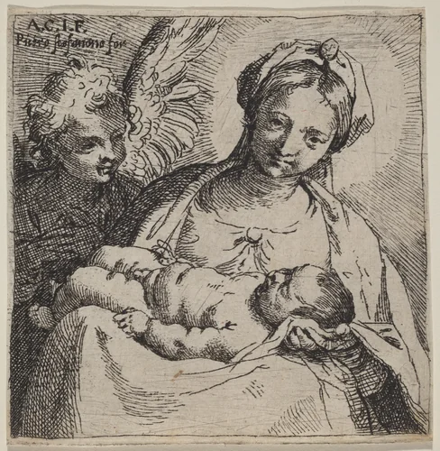 Madonna and Child with an Angel by Annibale Carracci; Pietro Stefanoni, print, 1590-1595