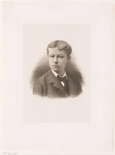 Portret van een onbekende jongen by Jean Baptiste Pierre Michiels, print, 1831-1890